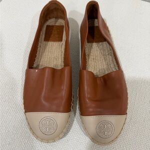 Tory Burch Brown and Cream Loafers